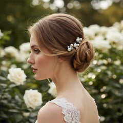 ATHENA COLLECTION - PEARL GEM HAIR PINS (SET) - pin 51 silver