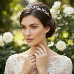 ATHENA COLLECTION - ETERNALLY CRYSTAL TIARA - SILVER AHB65