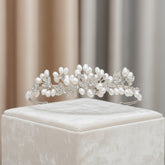 ATHENA COLLECTION - ETERNALLY PEARL TIARA - SILVER - AHB46
