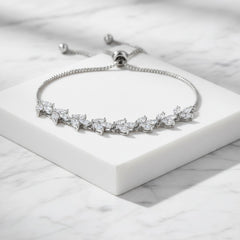 CUBIC ZIRCONIA COLLECTION - CRYSTAL DAZZLE BRACELET - SILVER - ADJUSTABLE -BR119