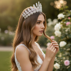 CUBIC ZIRCONIA COLLECTION - STARLET LUXE TIARA - AHB73 SILVER