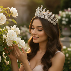 CUBIC ZIRCONIA COLLECTION - STARLET LUXE TIARA - AHB73 SILVER