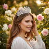 CUBIC ZIRCONIA COLLECTION - EXQUISITE REGAL TIARA - AHB126 SILVER