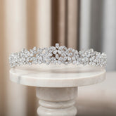 CUBIC ZIRCONIA COLLECTION - GRACEFUL CRYSTAL TIARA - AHB77 SILVER