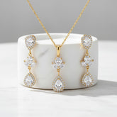 CUBIC ZIRCONIA COLLECTION - SIMLE ELEGANCE NECKLACE SET - CZNK105 GOLD