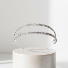 CUBIC ZIRCONIA COLLECTION - SIMULATED DIAMOND HEADBAND - DOUBLE -AHB84