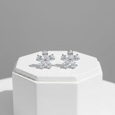 CUBIC ZIRCONIA COLLECTION - DECO FLORAL STUDS - SILVER CZER579