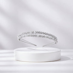 ATHENA COLLECTION - CRYSTAL EMBELLISHED DOUBLE HEADBAND - SILVER AHB95
