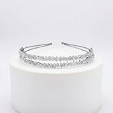 ATHENA COLLECTION - CRYSTAL EMBELLISHED DOUBLE HEADBAND - SILVER AHB95