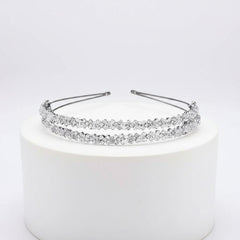 ATHENA COLLECTION - CRYSTAL EMBELLISHED DOUBLE HEADBAND - SILVER AHB95
