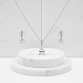 CUBIC ZIRCONIA COLLECTION - DAINTY CRYSTAL DROP NECKLACE SET - NK131 SILVER