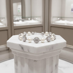 CUBIC ZIRCONIA COLLECTION - DAINTY STARLET BRACELET - BR122- SILVER