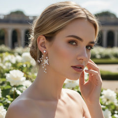 ATHENA COLLECTION - CASCADES OF PEARL EARRINGS - CZER583 ROSE GOLD