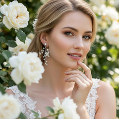 ATHENA COLLECTION - CASCADES OF PEARL EARRINGS - CZER583 SILVER