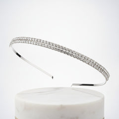 ATHENA COLLECTION - DOUBLE ROW CRYSTAL HEADBAND - SILVER AHB71