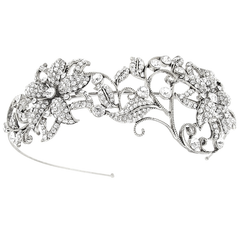 ATHENA COLLECTION - VINTAGE LUXE HEADBAND - AHB102 SILVER