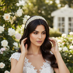CUBIC ZIRCONIA COLLECTION - EXQUISITE STARLET HEADBAND - -AHB93 ROSE GOLD