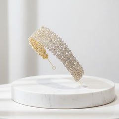 CUBIC ZIRCONIA COLLECTION - EXQUISITE STARLET HEADBAND - -AHB93 GOLD