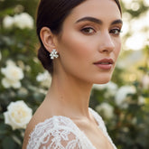 CUBIC ZIRCONIA COLLECTION - CHIC FLORAL CLUSTER EARRINGS - CZER585 SILVER