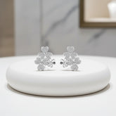 CUBIC ZIRCONIA COLLECTION - CHIC FLORAL CLUSTER EARRINGS - CZER585 SILVER