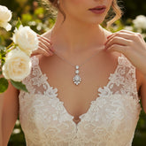 CUBIC ZIRCONIA COLLECTION - PEARL EXTRAVAGANCE NECKLACE - NK135 SILVER