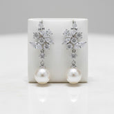 CUBIC ZIRCONIA COLLECTION -ELEGANCE PEARL EARRINGS - CZER588