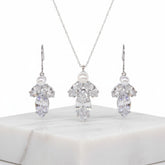 CUBIC ZIRCONIA COLLECTION - SIMPLY SPARKLE NECKLACE SET - NK136 SILVER