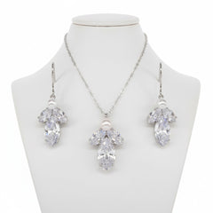 CUBIC ZIRCONIA COLLECTION - SIMPLY SPARKLE NECKLACE SET - NK136 SILVER