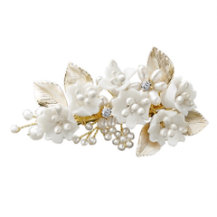 ATHENA COLLECTION - EXQUISITE FLORAL HAIR CLIP - CLIP759 GOLD