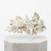 ATHENA COLLECTION - EXQUISITE FLORAL HAIR CLIP - CLIP759 GOLD