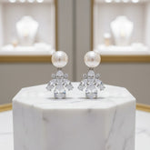 CUBIC ZIRCONIA COLLECTION - DAINTY STARLET EARRINGS - CZER589 SILVER