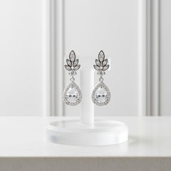 CUBIC ZIRCONIA COLLECTION - VINTAGE CHIC EARRINGS -CZER590 SILVER