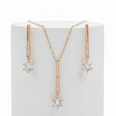 CUBIC ZIRCONIA COLLECTION - SHIMMER DROP NECKLACE SET - NK137 ROSE GOLD
