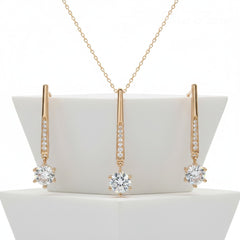 CUBIC ZIRCONIA COLLECTION - SHIMMER DROP NECKLACE SET- NK137 14K GOLD PLATED