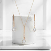 CUBIC ZIRCONIA COLLECTION - SHIMMER DROP NECKLACE SET- NK137 14K GOLD PLATED