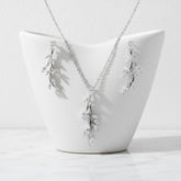 CUBIC ZIRCONIA COLLECTION - DAINTY VINE NECKLACE SET - NK138 SILVER
