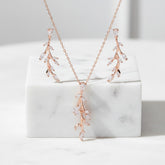 CUBIC ZIRCONIA COLLECTION - DAINTY VINE NECKLACE SET - NK138 ROSE GOLD