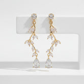 CUBIC ZIRCONIA COLLECTION - DIVINE CRYSTAL VINE EARRINGS - CZER593 GOLD