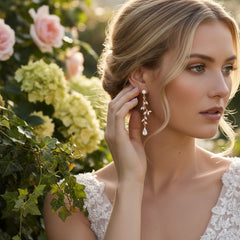 CUBIC ZIRCONIA COLLECTION - DIVINE CRYSTAL VINE EARRINGS - CZER593 ROSE GOLD