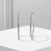 CUBIC ZIRCONIA COLLECTION - SIMULATED DIAMOND HOOP EARRINGS - CZER594 SILVER