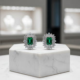 CUBIC ZIRCONIA COLLECTION -DAINTY DIVA EARRINGS - CZER597 -EMERALD GREEN