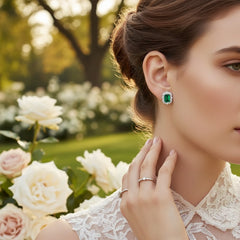 CUBIC ZIRCONIA COLLECTION -DAINTY DIVA EARRINGS - CZER597 -EMERALD GREEN
