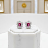 CUBIC ZIRCONIA COLLECTION -DAINTY DIVA EARRINGS - CZER597 -RED