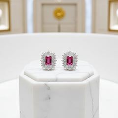 CUBIC ZIRCONIA COLLECTION -DAINTY DIVA EARRINGS - CZER597 -RED