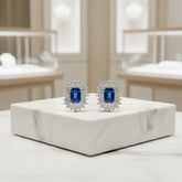 CUBIC ZIRCONIA COLLECTION -DAINTY DIVA EARRINGS - CZER597 -SAPPHIRE BLUE