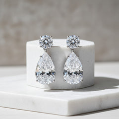 CUBIC ZIRCONIA COLLECTION - SIMULATED DIAMOND DROP EARRINGS - CZER598 SILVER