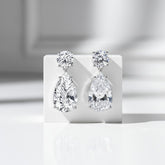CUBIC ZIRCONIA COLLECTION - SIMULATED DIAMOND DROP EARRINGS - CZER598 SILVER