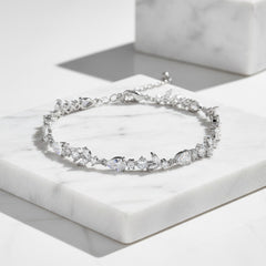 CUBIC ZIRCONIA COLLECTION - CRYSTAL SHIMMER BRACELET - BR125 SILVER