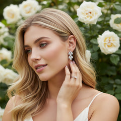 CUBIC ZIRCONIA COLLECTION - DECO DIVINE EARRINGS- CZER599 SILVER