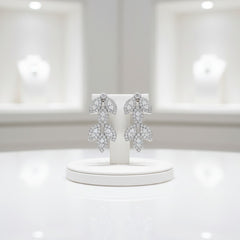 CUBIC ZIRCONIA COLLECTION - DECO DIVINE EARRINGS- CZER599 SILVER